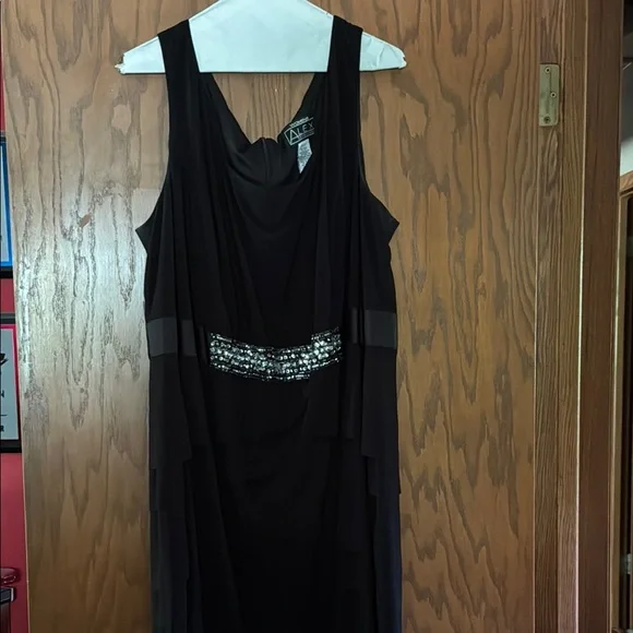 Alex Evenings Black and Silver Embellished Sheath Dress